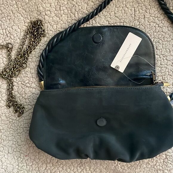 Anthropologie Crossbody Suede Flip Blue Bag NWT - Picture 5 of 7